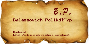 Balassovich Polikárp névjegykártya
